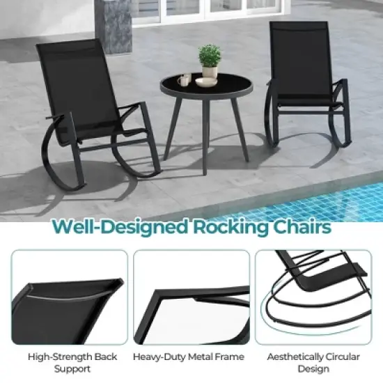 Tangkula 4 PCS Patio Rocking Chairs w/ Ergonomic Backrest Seat Safe Stoppers for Backyard image {7}