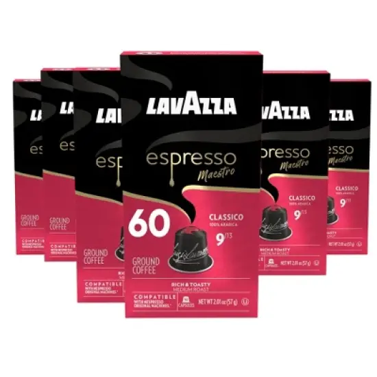 Lavazza Espresso Maestro Classico Aluminum Capsules Compatible with Nespresso* Original Machines, Medium Roast, 10 Capsules (Pack of 6) image {9}