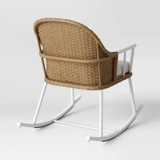Steel and Wicker Windsor Rust Resistant Outdoor Rocking Patio Chair White - Threshold&trade; designed with Studio McGee image {3}