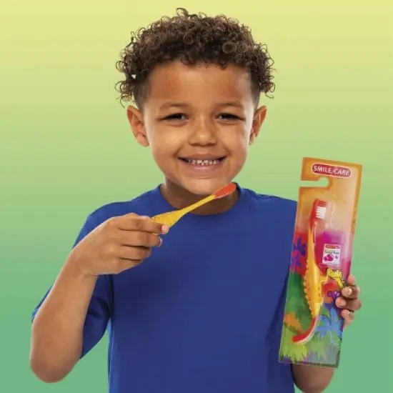 SmileMakers Toothbrush Soft and Floss Kit - Orange Dinosaur image {3}