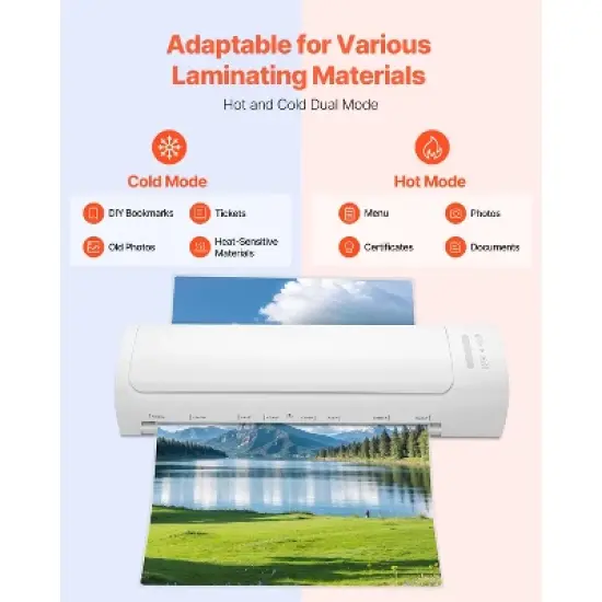 VEVOR Laminator Machine, Cold and Hot Laminator for Max A3 Paper Size, 1 min Quick Warm Thermal Laminator, 3-5 mil Thickness, White + Grey image {2}