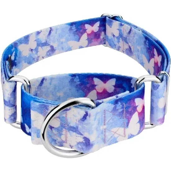 Country Brook Petz 1 1/2 Inch Watercolor Butterflies Martingale Dog Collar image {5}