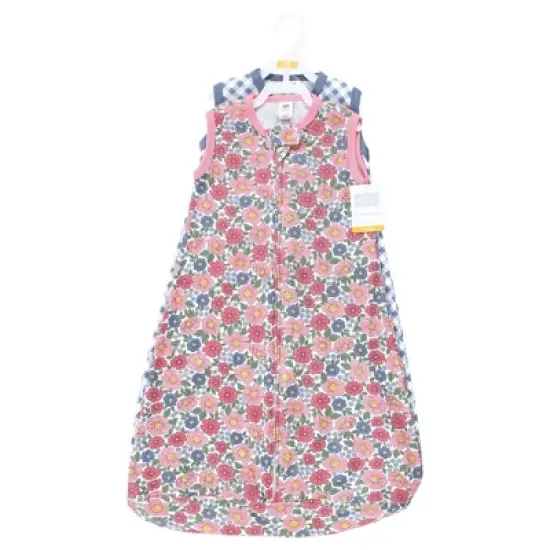 Hudson Baby Infant Girl Cotton Sleeveless Wearable Sleeping Bag, Sack, Blanket, Pink Blue Pretty Floral image {1}