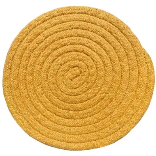 Home Marts Goods Gold Extra Thick Woven Trivet Round Placemats Natural Cotton Hot Potholder Mat Heat Resistant - 8"x8"(Pack of 4) image {2}