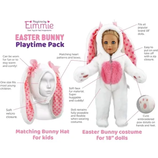 Playtime by Eimmie Easter Bunny Outfit for 18" Dolls with Matching Child Accessories image {3}