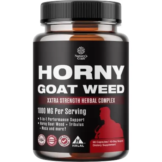 Horny Goat Weed Capsules, Tongkat Ali Saw Palmetto Extract Panax Ginseng and Black Maca Root for Stamina & Energy, Nature's Craft image {3}