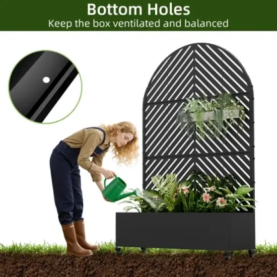 73" x 47" Wrought Iron Black Arch Planter Box with Climbing Rack (Parallel Line ) image {6}