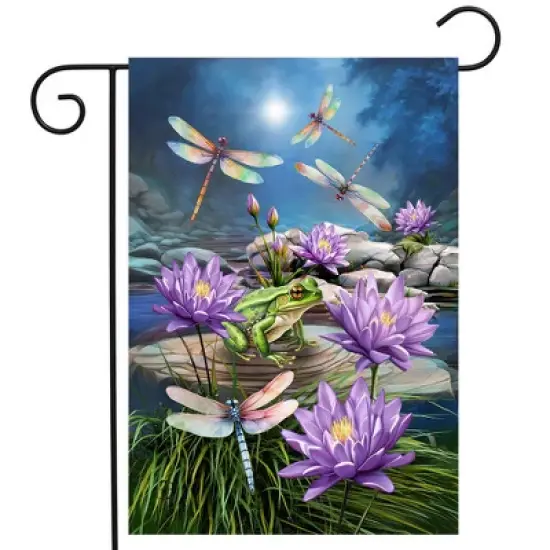 Briarwood Lane Summer Garden Flag 12x18 For Outdoor Dragonflies and Frog For Summer Garden Flag Flags For Outside image {1}