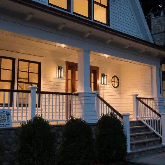 C Cattleya 2 Pack Dusk to Dawn Matte Black Outdoor Wall Light with Cylinder Clear Glass Shade image {4}