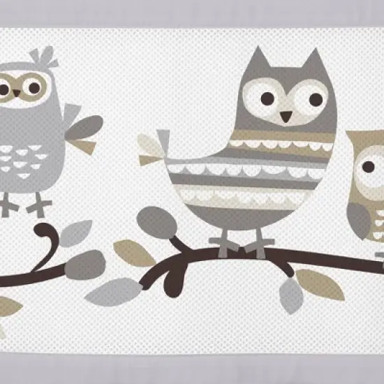 BreathableBaby Breathable Mesh Crib Liner - Classic Collection - Owl Fun Gray image {4}