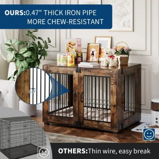 Dog Crate Furniture, 42.1" L Wooden Dog Kennel for Indoor Use, Stylish Dog Cage End Table image {5}