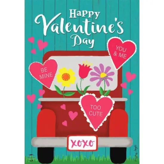 Briarwood Lane Garden Flag 12x18 For Outdoor Happy Valentine's Pickup For Valentine's Love Truck Garden Flag Flags For Outside image {2}