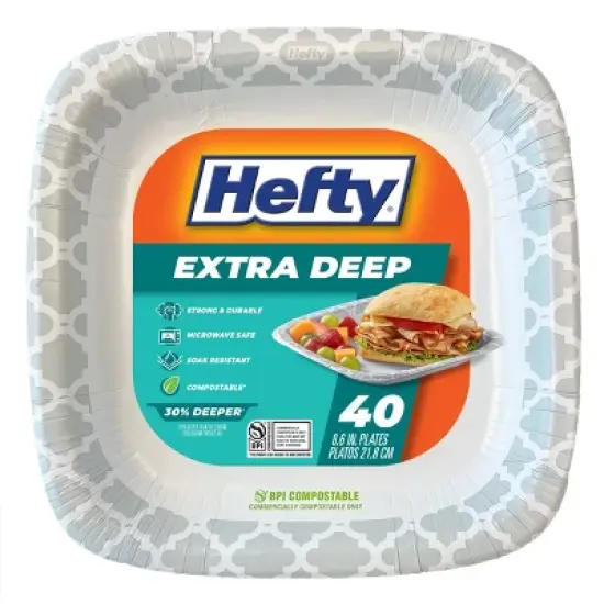 Hefty Extra Deep Square Disposable Plates 8.5" - 40ct image {8}