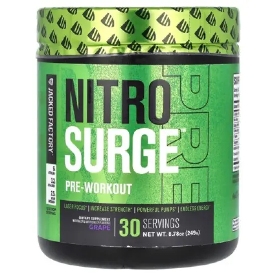 Jacked Factory NITROSURGE Pre Workout Supplement - Endless Energy, Instant Strength Gains, Clear Focus, Intense Pumps - Nitric Oxide Booster & image {4}