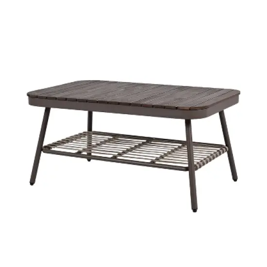 4-Piece Outdoor Patio Conversation Set Metal Frame Chairs with Woven Rope Backrest, Thick Cushions & Acacia Wood Coffee Table - ModernLuxe image {10}