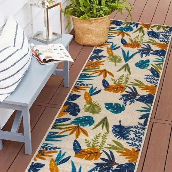 World Rug Gallery Contemporary Floral Leaves Indoor/Outdoor Area Rug:  Quick Dry,  UV Protection,  Flat Pile image {8}