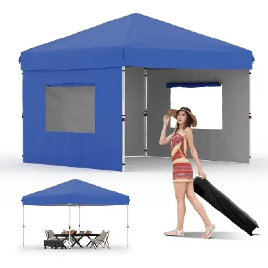 10x10 Foot Commercial Canopy, Heavy Duty Outdoor Shelter with 3 Side Panels, Simple One-Person Setup, Perfect for Events & Markets image {8}