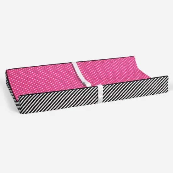 Bacati - Love Black/Fuschia Pin Dots Changing Pad Cover image {3}