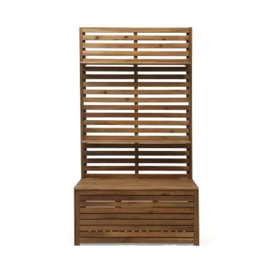 Christopher Knight Home Andrusia Outdoor Rustic Acacia Wood Storage Bench with Rack, Teak image {5}