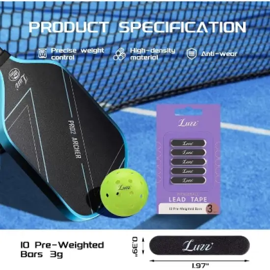 Pickleball Lead Tape - Super High Adhesive Lead Tape - Designed Specifically for Pickleball Paddles - Building The Perfect Moment of Hitting a Ball image {5}