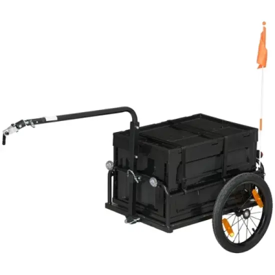 Aosom Bike Trailer Bicycle Cargo Trailer Wagon with Removable Storage Box, No Bottom image {3}