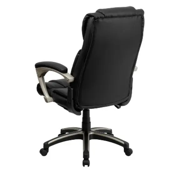 Emma and Oliver High Back Folding Black LeatherSoft Executive Swivel Office Chair with Arms image {6}