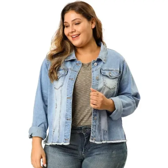 Agnes Orinda Women's Plus Size Classic Denim Casual Long Sleeve Fashion Jean Jackets image {7}