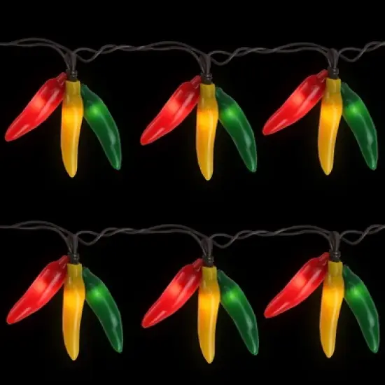 Northlight 36ct Chili Pepper Clustered String Lights - Brown Wire image {2}