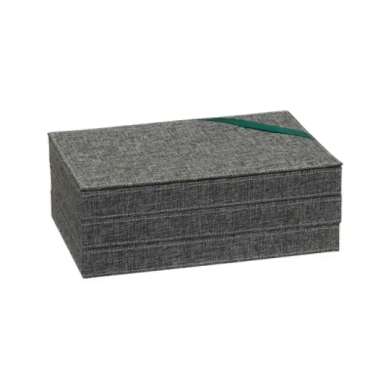 Household Essentials 3pc Stacking Jewelry Trays Graphite Linen: Stackable Jewelry Organizer & Storage, Gray, Adult Use image {4}