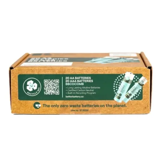 Better Battery Co. 40 Combo Kit 20 AA + 20 AAA High Performance Certified Carbon Neutral Alkaline Batteries image {3}