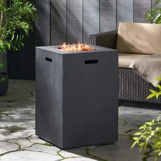 19.5 Inch Square Outdoor Fire Column with 30,000 BTU and Built In Propane Tank image {3}