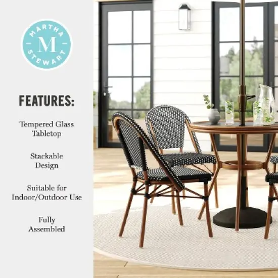 Martha Stewart Lily Pond Indoor-Outdoor Bistro Dining Table with 4 Stackable Bistro Chairs image {6}