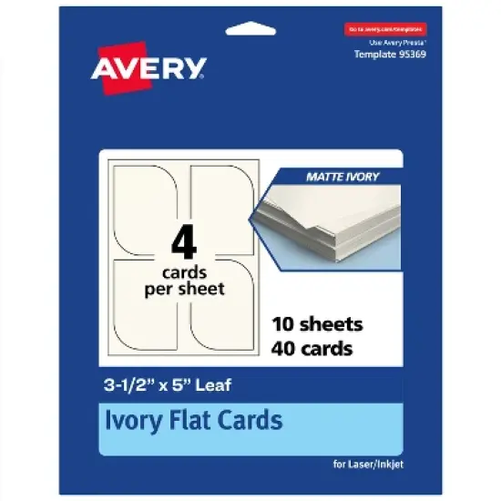 Avery Leaf Flat Cards, 3-1/2" x 5", Matte Ivory, 40 Total image {9}