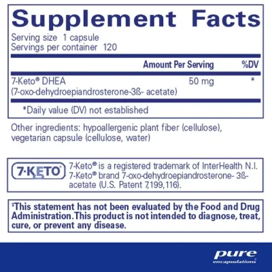 Pure Encapsulations 7-Keto DHEA 50 mg - Unique DHEA Metabolite Supplement to Support Thermogenesis and Healthy Body Composition* image {1}