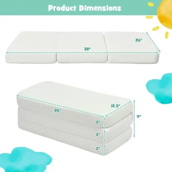 Tri-Fold Pack n Play Mattress Pad Foldable Crib Mattress Soft Memory Foam image {9}