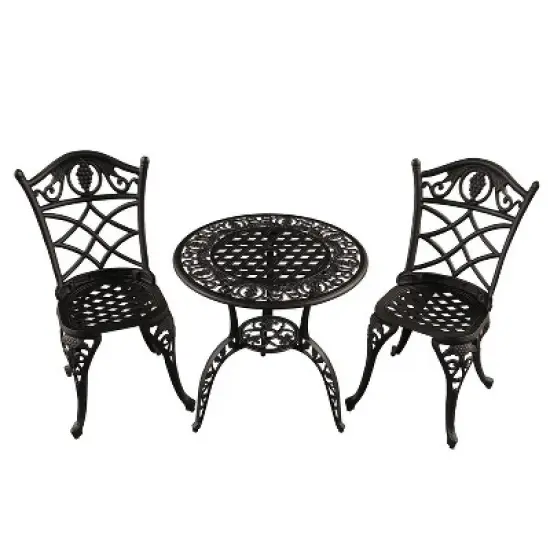 3pc Grape Vineyard Aluminum Patio Bistro Set - Black- Oakland Living: Weather-Resistant Outdoor Furniture image {8}