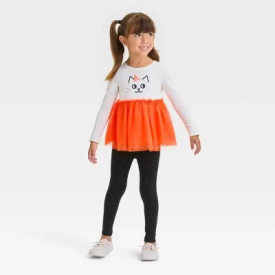 Toddler Girls' Cat Long Sleeve Top & Tulle Set - Cat & Jack&trade; Cream image {2}