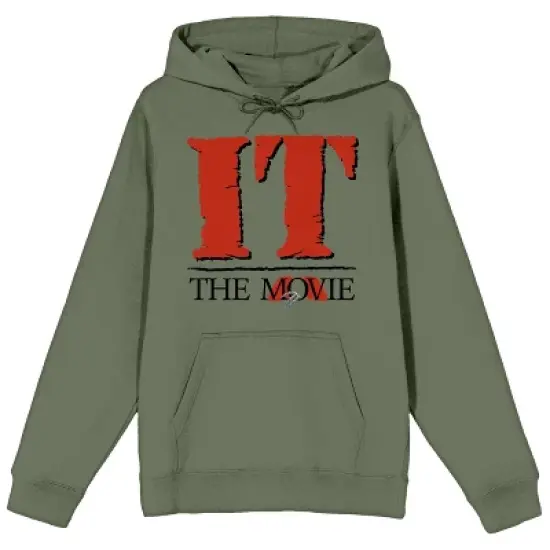 It 1990 Movie Classic Logo Long Sleeve Olive Men's Hooded Sweatshirt image {2}
