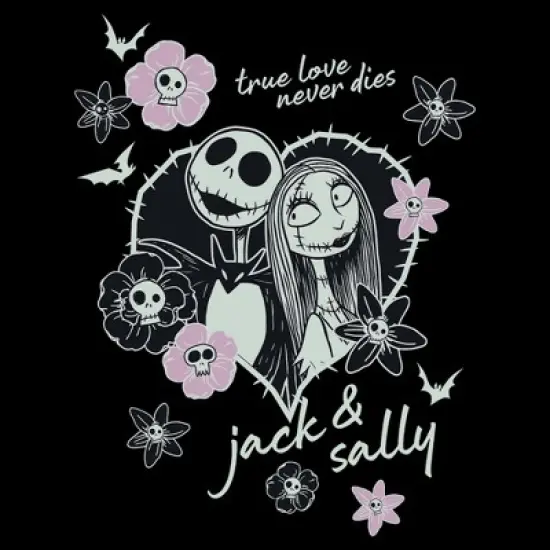 Mens The Nightmare Before Christmas Jack and Sally True Love Never Dies T Shirt image {1}