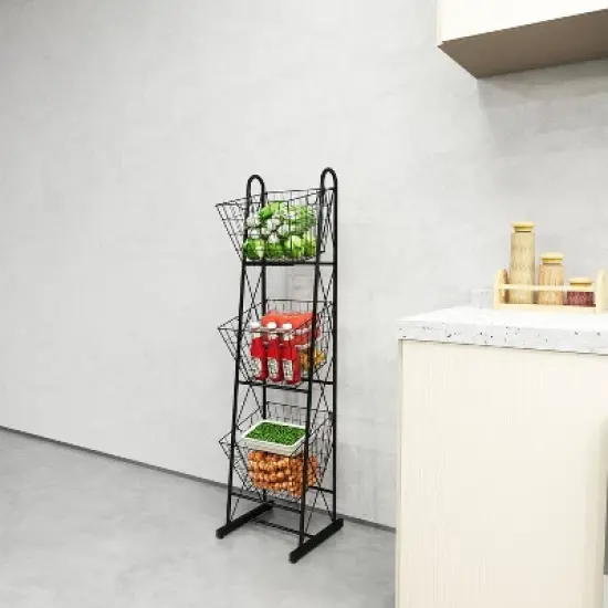 Chery Life 3-Tier Kitchen Storage Basket , Freestanding Metal Wire Rack for Fruit, Vegetables, Pantry Items image {7}