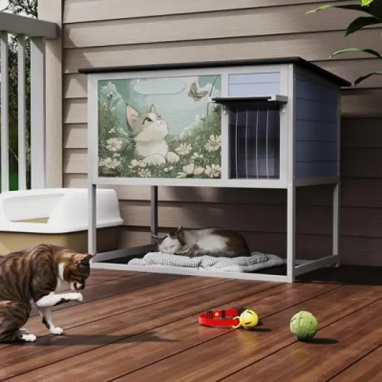 Wood  Outdoor Cat House image {10}