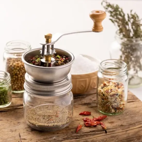 Kilner Seasoning Grinder, Refillable Glass Spice Mill with Stainless Steel Grinder image {2}