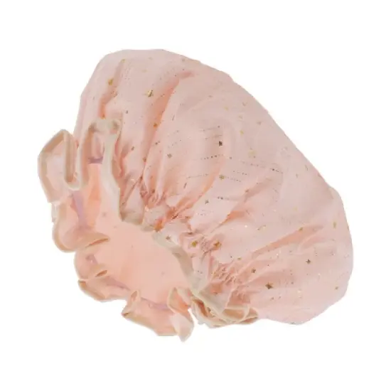 Unique Bargains Double Layer Gold Stars Shower Cap Pink 1 Pc image {3}