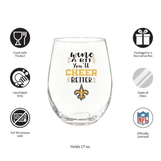 Evergreen New Orleans Saints, 17oz Boxed Stemless Wine image {2}
