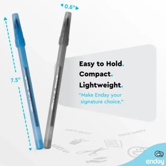 Enday Pens Bulk Black Pens Blue Pens Ballpoint, Medium Point (1.0mm), Flexible Round Barrel For Writing Comfort Ballpoint Pens For School, Office image {4}