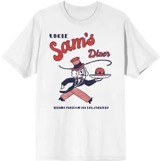 Americana Uncle Sam's Diner Men's White T-Shirt image {7}
