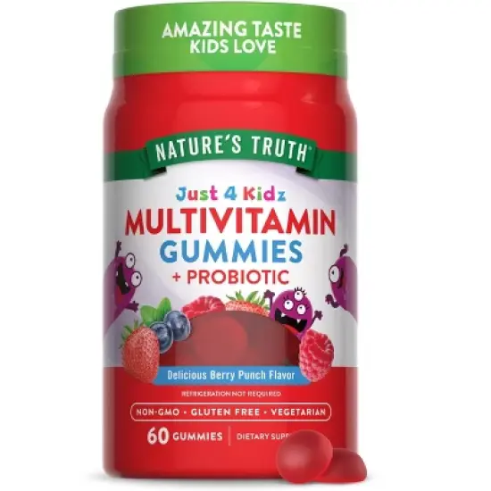 Nature's Truth Kids Multivitamin Gummies with Probiotics | 60 Count | Berry Punch Flavor image {7}