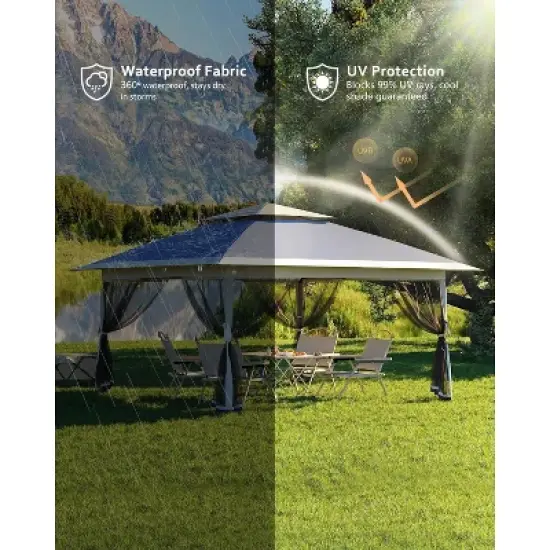 13x13 Pop Up Canopy Tent with Mosquito Netting, Instant Portable Shelter for Outdoor Backyard Parties Heavy Duty Foldable Gazebo with Carrying Bag image {3}