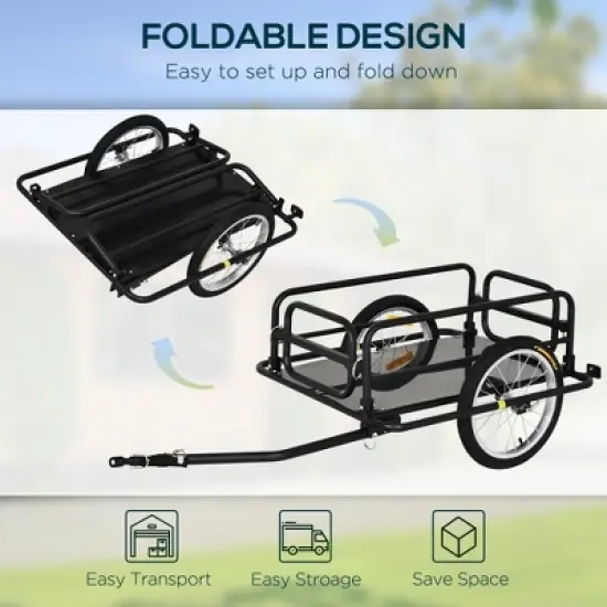 Bike Cargo Trailer, 110 lbs Load Capacity,  Bicycle Wagon Cart, Foldable Compact Storage with ordinary Hitch image {5}