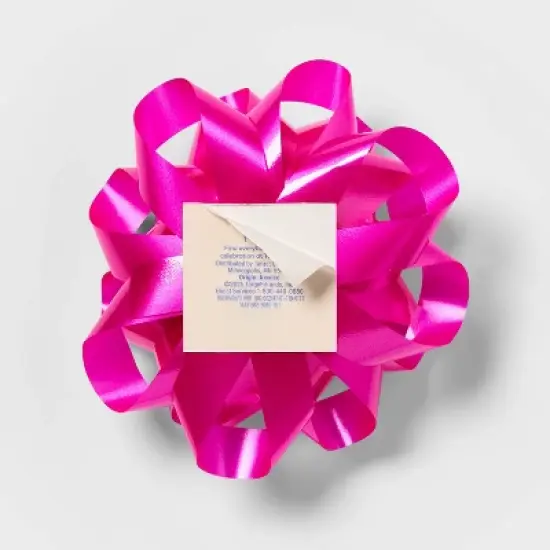 Glossy Gift Bow Pink - Spritz&trade;: Large Decorative Bow for Gift Wrapping, Birthday & All Occasions, 6" Solid Plastic image {2}